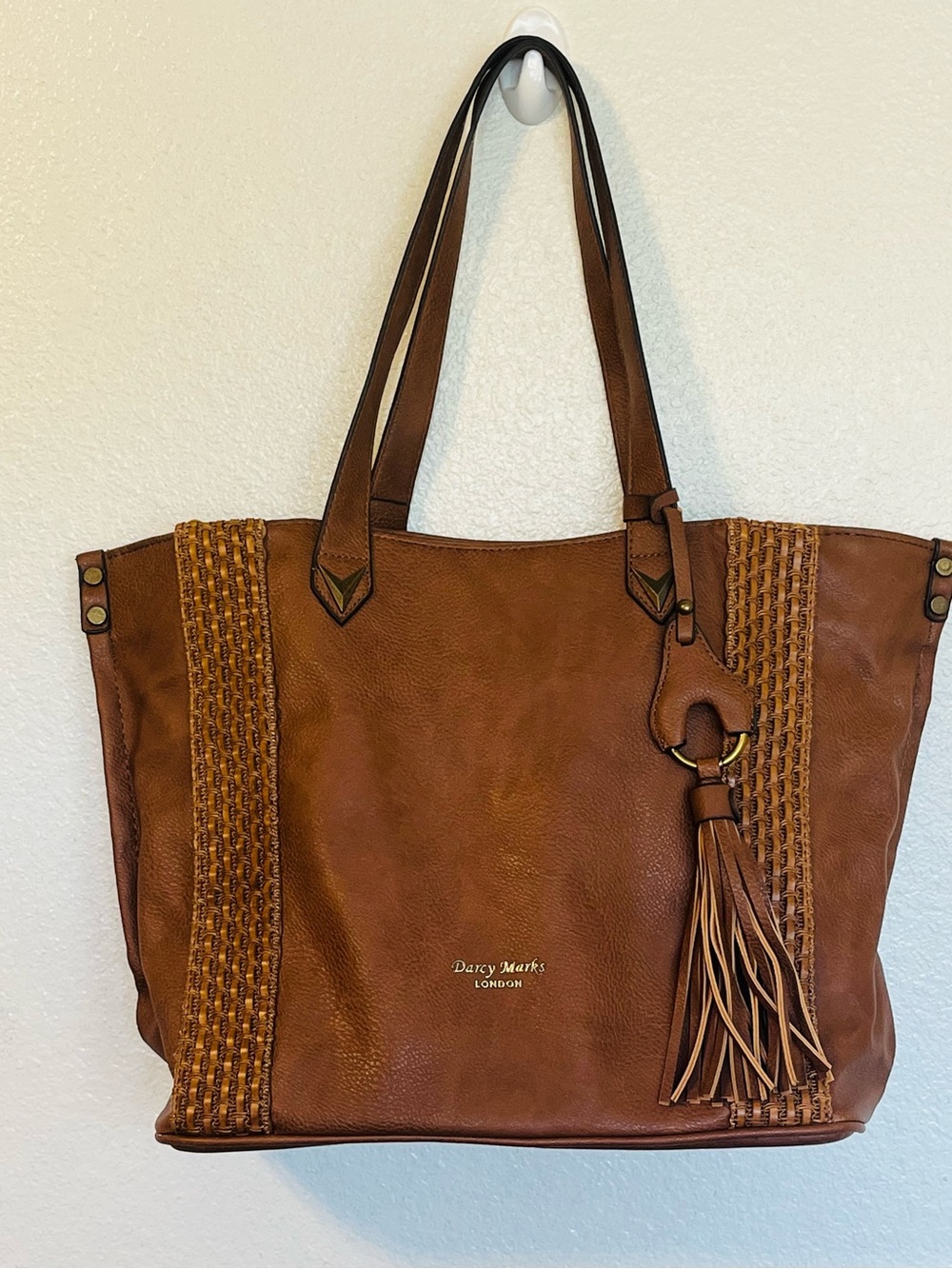 Darcy Marks London Brown Faux Leather Tote Bag with Tassel